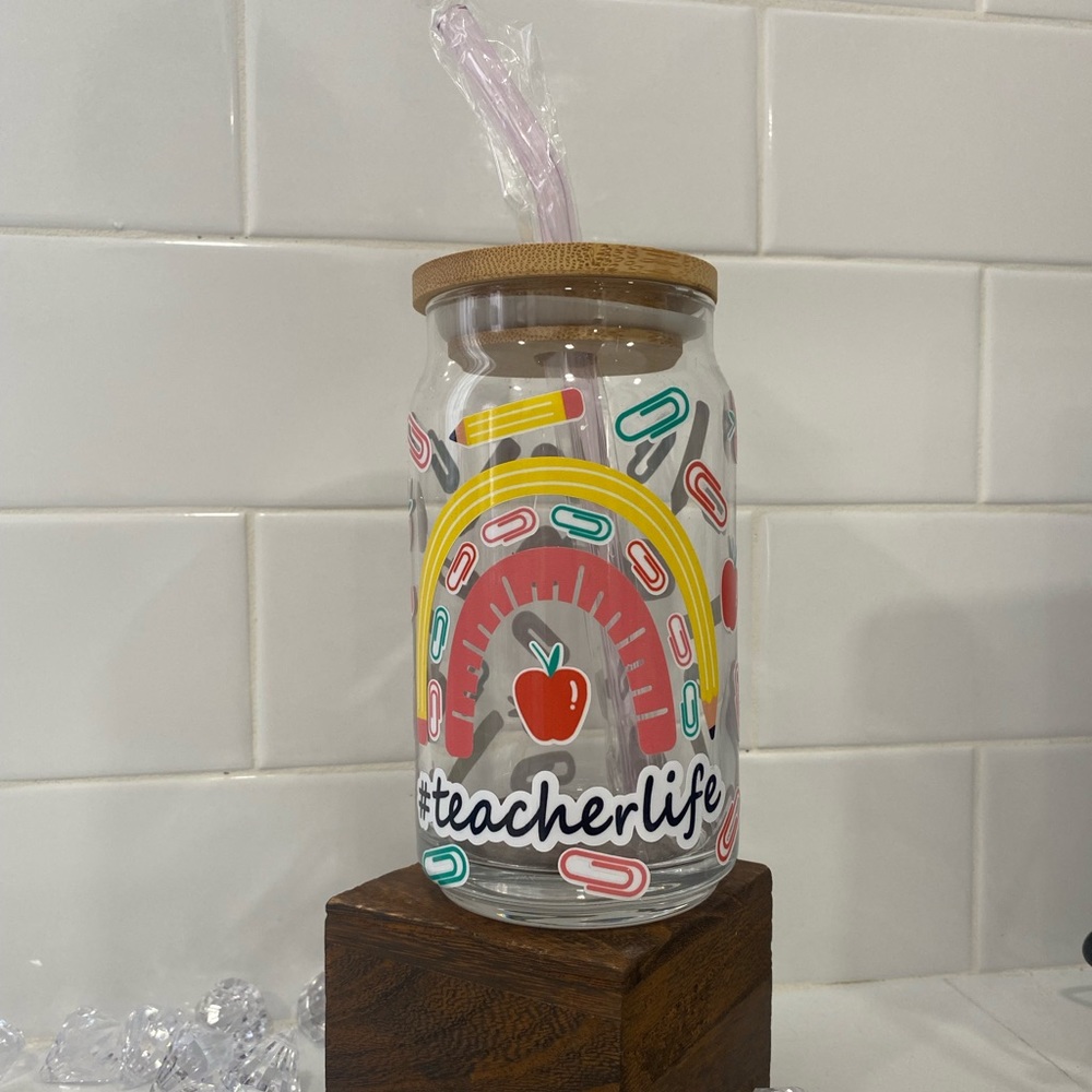 Teacher glass can cup!!